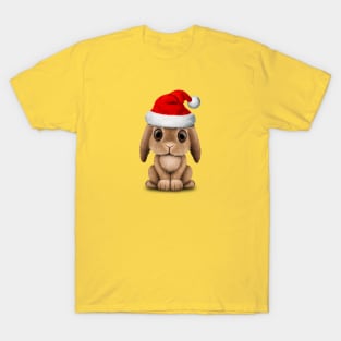 Baby Bunny Wearing a Santa Hat T-Shirt